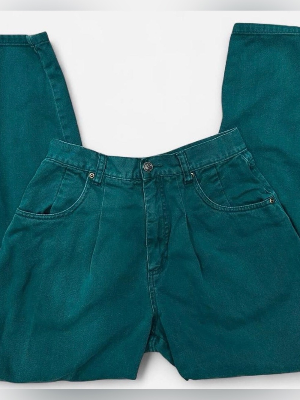 Vtg 100% Cotton Carole Little Sport Emerald High Waist Snatching Jeans Womens 10